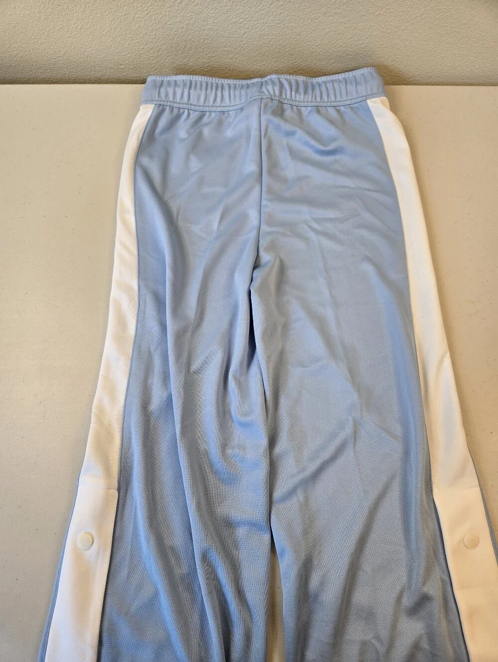 NWT Converse Girl's Light Blue Snap Leg Track Pants White Side Stripe Size Large